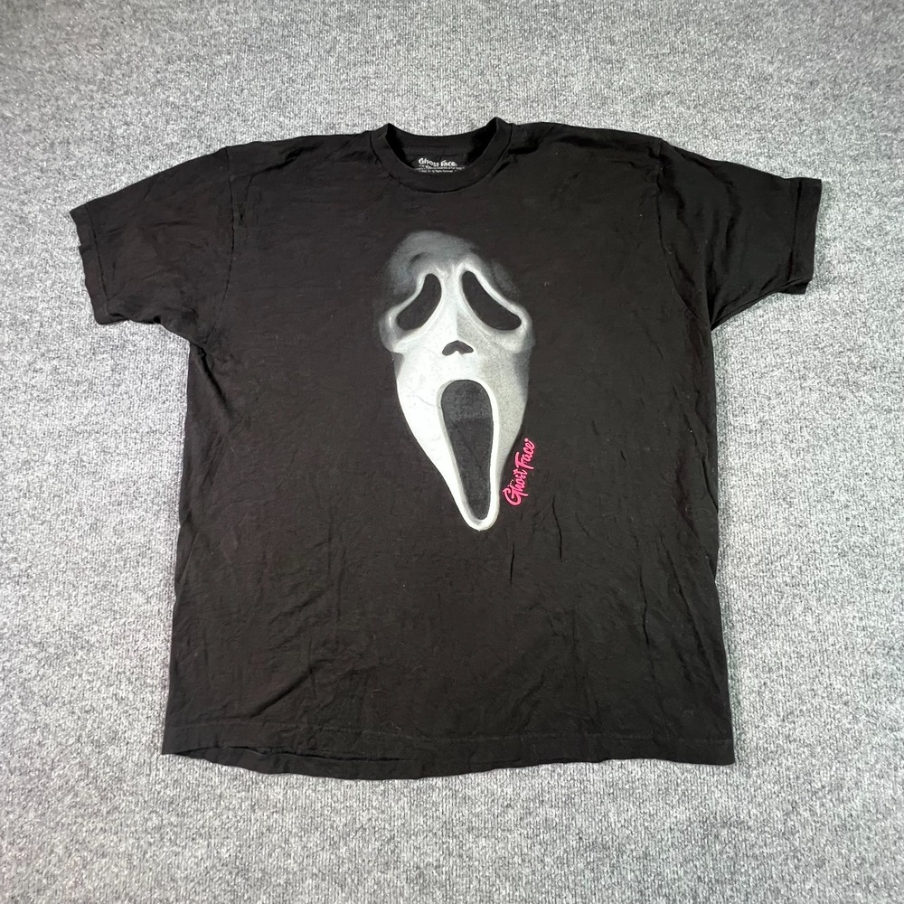 Ghostface T-Shirt Mens 2XL Black Cotton Crew Neck Halloween Scream Graphic Tee